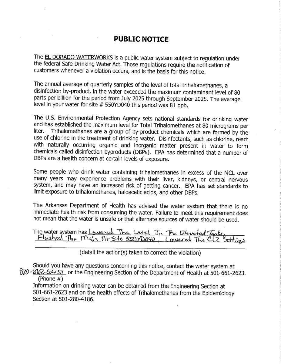 Trihalomethane Notice